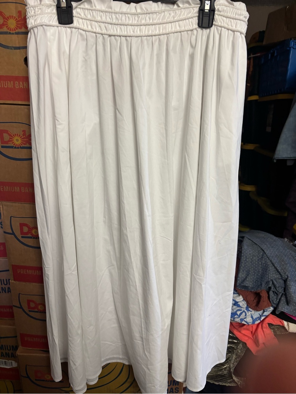 Philosophy xl white cotton blend BNWT skirt midi elastic waist pockets cottage